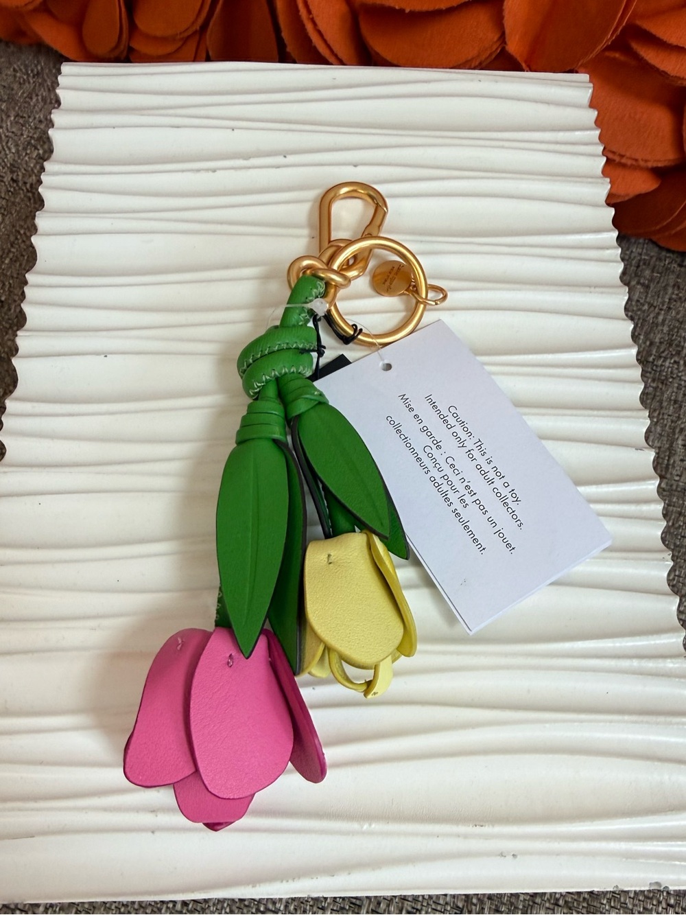 NWT Kate Spade New York leather tulip key fob / bag charm - Picture 5 of 6